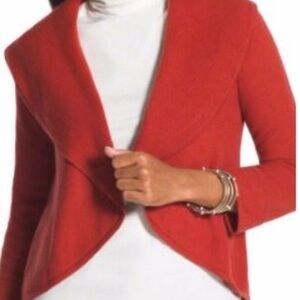 Chico’s Burnt Orange Boiled Wool Cropped Open Cardigan 3/4 Sleeves 2 Large 12